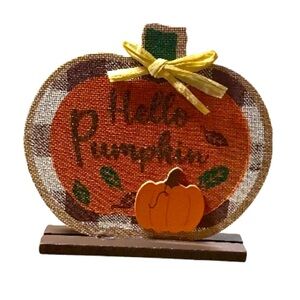NWT Wood Harvest Pumpkin “ Hello Pumpkin “ Signs / Plaque